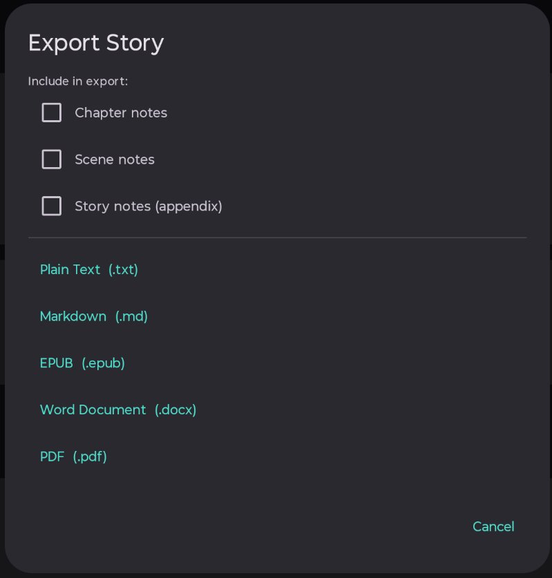 Export story options.