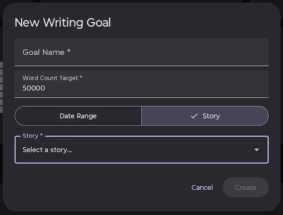 Story goal settings.